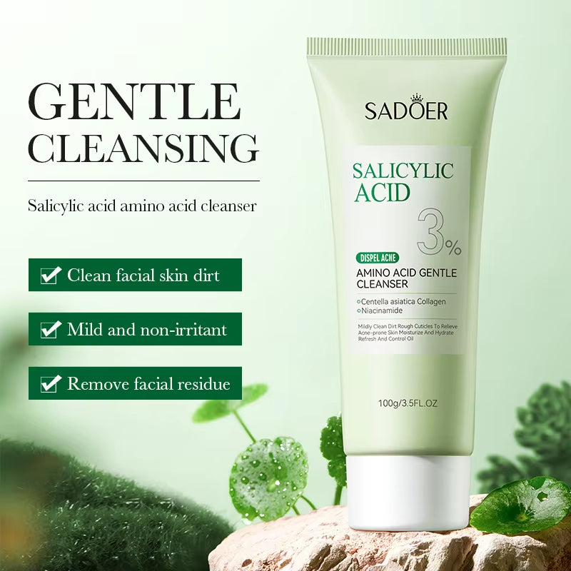 SADOER Salicylic Acid Foaming Facial Cleanser - Hydrating and Moisturizing Skin Care Solution
