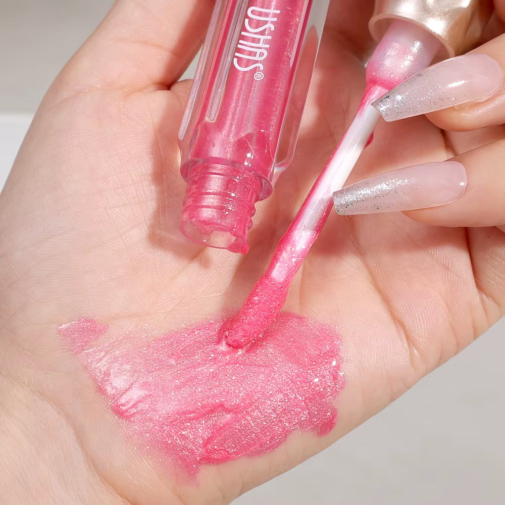 Glitter Pearlescent Moisturizing Lip Gloss - Long-Lasting, Non-Stick, Shimmering Red  for Women