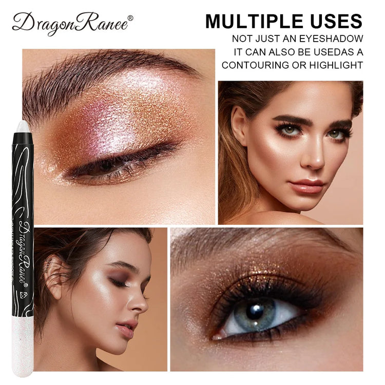 Metallic Purple Eyeshadow Pencil - Glitter Silkworm Liner Pen and Highlighter, Long-Lasting Gold and Blue Cream Eye Shadow Stick for Makeup Application