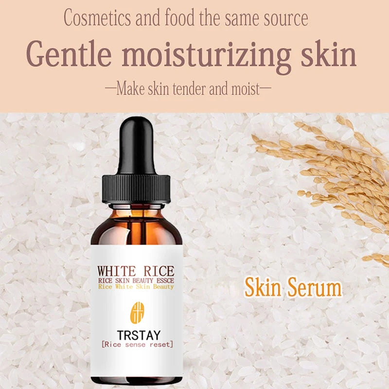 White Rice Whitening Serum and Moisturizing Cream for Pore Reduction, Brightening, Anti-Wrinkle, and Anti-Aging Skin Care Essence